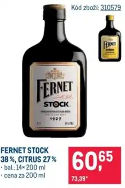Makro Fernet stock 38%, citrus 27% nabídka