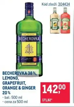 Makro Becherovka 38%, lemond, grapefruit, orange & ginger 20% nabídka
