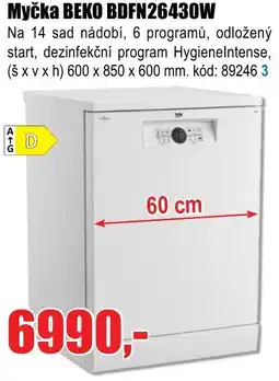 EVA Myčka BEKO BDFN26430W nabídka