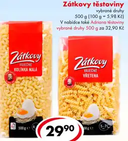 CBA Zátkovy těstoviny nabídka