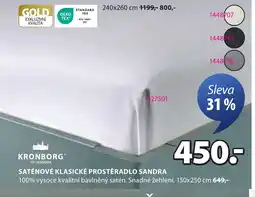 JYSK Saténové klasické prostěradlo Sandra nabídka