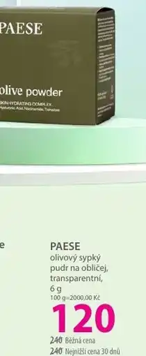Hebe PAESE olivový sypký pudr na obličej, transparentní nabídka