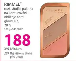 Hebe RIMMEL" rozjasňující paletka na konturování obličeje coral glow 002 nabídka