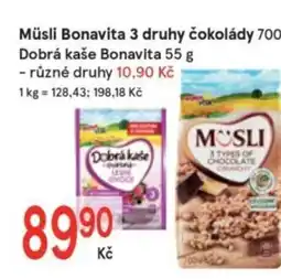 Žabka Müsli Bonavita 3 druhy čokolády nabídka