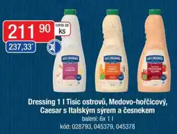 Qanto HELLMANN'S Dressing Tisíc ostrovů, Medovo-hořčicový, Caesar s Italským sýrem a česnekem nabídka