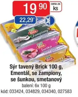 Qanto Sýr tavený Brick Ementál, se žampiony, se šunkou, smetanový nabídka