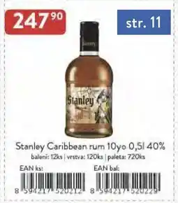 Astur&Qanto Stanley Caribbean rum 10yo 40% nabídka
