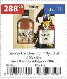 Astur&Qanto Stanley Caribbean rum 10yo 40%+sklo nabídka