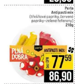 Jip Perla Antipasti mix třešňové papriky.červené papriky+zelené feferony 210g nabídka