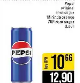 Jip Pepsi original zero sugar Mirinda orange 7UP zero sugar 0.33l nabídka