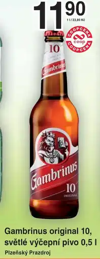 Coop hb Gambrinus original 10, světlé výčepní pivo nabídka