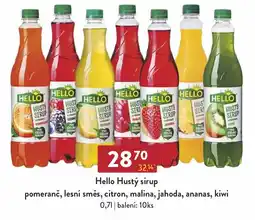 HELLO Hustý sirup pomeranč, lesní směs, citron, malina, jahoda, ananas, kiwi