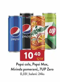 Astur&Qanto PEPSI cola, PEPSI Max, Mirinda pomeranč, 7UP Zero nabídka