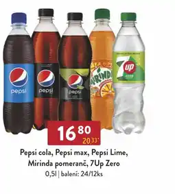 Astur&Qanto PEPSI cola, PEPSI max, PEPSI Lime, Mirinda pomeranč, 7Up Zero nabídka