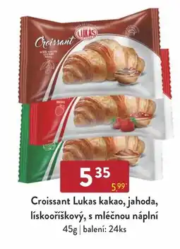Astur&Qanto Croissant Lukas kakao, jahoda, lískooříškový, s mléčnou náplní nabídka