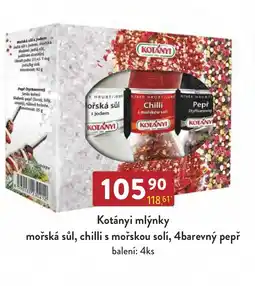 Astur&Qanto KOTÁNYI mlýnky mořská sůl, chilli s mořskou solí, 4barevný pepř nabídka