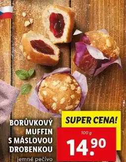 Lidl BORŮVKOVÝ MUFFIN S MÁSLOVOU DROBENKOU, 100 g nabídka