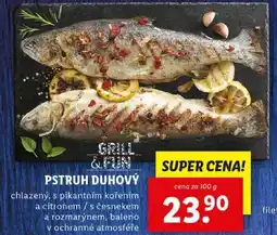 Lidl PSTRUH DUHOVÝ, cena za 100 g nabídka