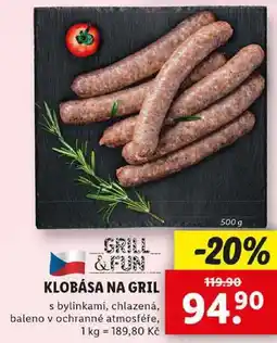 Lidl KLOBÁSA NA GRIL, 500 g nabídka