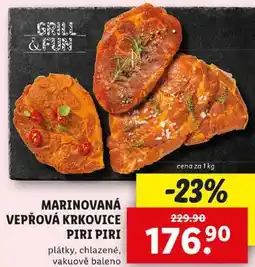 Lidl MARINOVANÁ VEPŘOVÁ KRKOVICE PIRI PIRI, cena za 1 kg nabídka