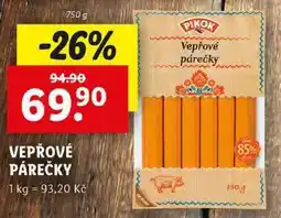 Lidl VEPŘOVÉ PÁREČKY, 750 g nabídka