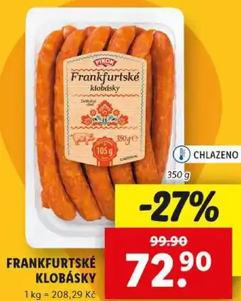 Lidl FRANKFURTSKÉ KLOBÁSKY, 350 g nabídka