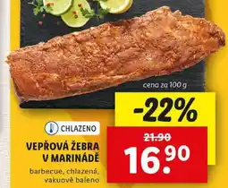 Lidl VEPŘOVÁ ŽEBRA V MARINÁDĚ, cena za 100 g nabídka