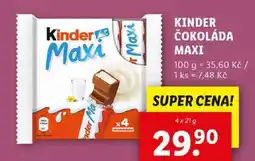 Lidl KINDER ČOKOLÁDA MAXI, 4x 21 g nabídka