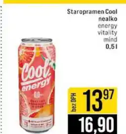 Jip Staropramen Cool nealko energy vitality mind 0,5l nabídka