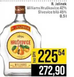 Jip R. Jelinek Williams Hruškovice 42% Slivovice bila 45% 0.5l nabídka