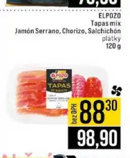 Jip Elpozo Tapas mix Jamón Serrano, Chorizo, Salchichón GPOZO TAPAS plátky 120 g nabídka
