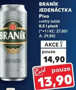 Kaufland BRANÍK JEDENÁCTKA Pivo nabídka