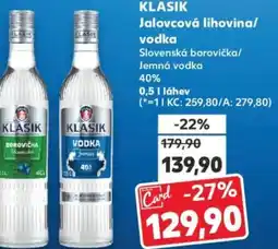 Kaufland KLASIK Jalovcová lihovina/ vodka nabídka