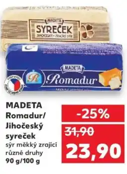Kaufland MADETA Romadur/ Jihočeský syreček sýr měkký zrající nabídka