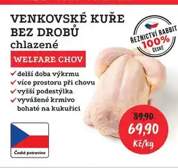 RABBIT řeznictví VENKOVSKÉ KUŘE BEZ DROBŮ chlazené 1kg nabídka