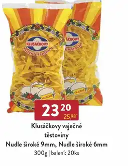 Astur&Qanto Klusáčkovy vaječné těstoviny Nudle široké 9mm, Nudle široké 6mm nabídka