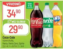 Globus Coca-Cola různé druhy, Fanta, Fanta Zero, Sprite nabídka