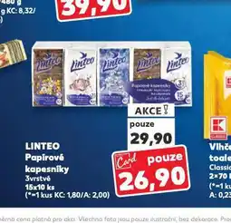 Kaufland Linteo papírové kapesníky nabídka