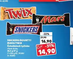 Kaufland Snickers, mars, twix, bounty nabídka