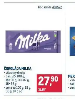 Makro Čokoláda milka nabídka