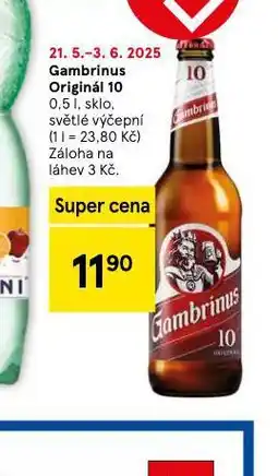 Tesco Pivo gambrinus originál 10 nabídka