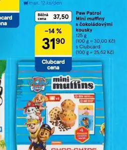 Tesco Paw patrol mini muffiny s čokoládovými kousky nabídka