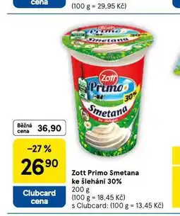 Tesco Zott primo smetana ke šlehání 30% nabídka