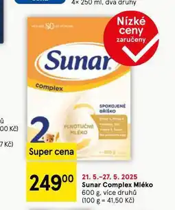 Tesco Sunar complex mléko nabídka