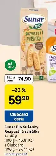 Tesco Sunar bio sušenky nabídka