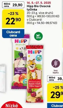 Tesco Hipp bio ovocná tyčinka nabídka