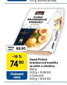 Tesco Hamé plněné bramborové knedlíky se zelím a cibulkou nabídka