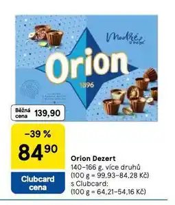 Tesco Orion dezert nabídka