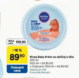 Tesco Nivea baby soft krém na obličej a tělo nabídka