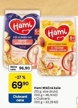 Tesco Hami mléčná kaše nabídka